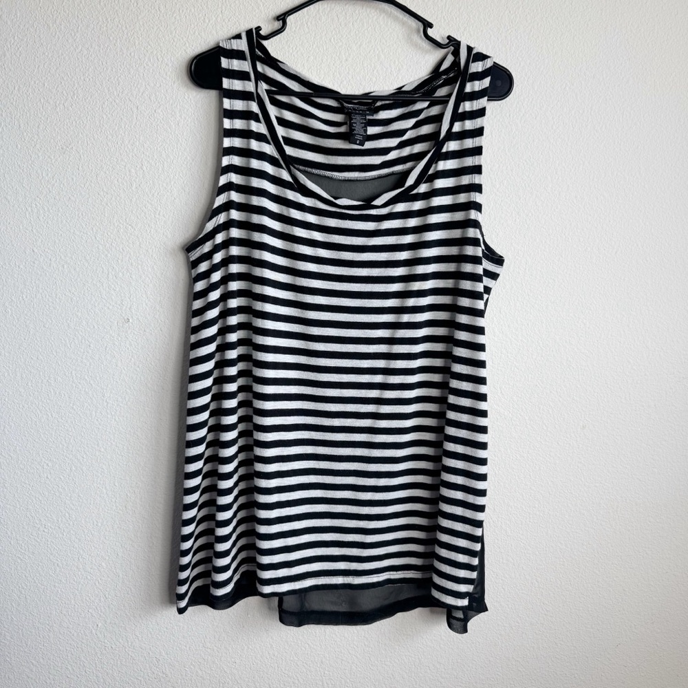 Torrid black white striped mesh back tank top plus size 0